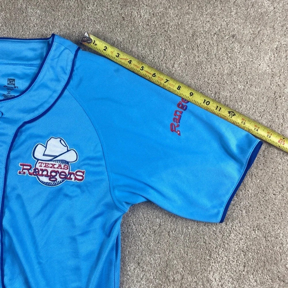 Texas Rangers Cooperstown Collection Baseball Jersey Powder Blue Mens Medium - Picture 8 of 8